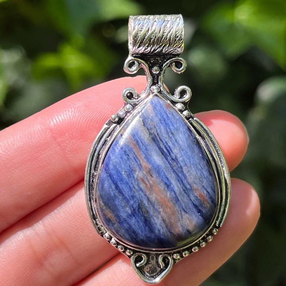 925 silver plated‎ sodalite pendant